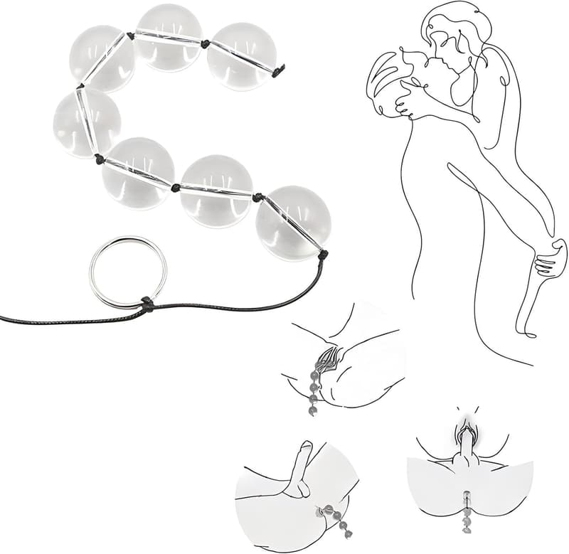 Anal Kette mit 7 Glas-Kugeln für schrittweise sexuelle Stimulation