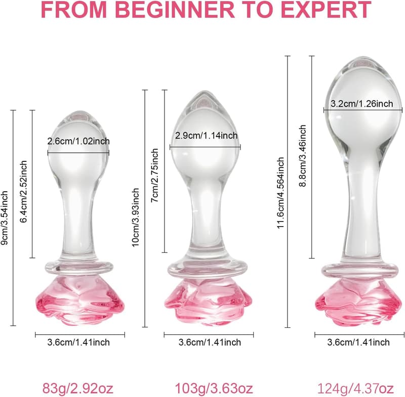 Kristallglas Analplug-Set für Paare – Prostata-Massage, 3-teilig
