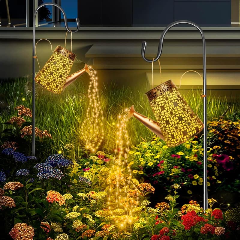Solarlampen Gießkanne mit Lichterkette für Garten (2er Set)