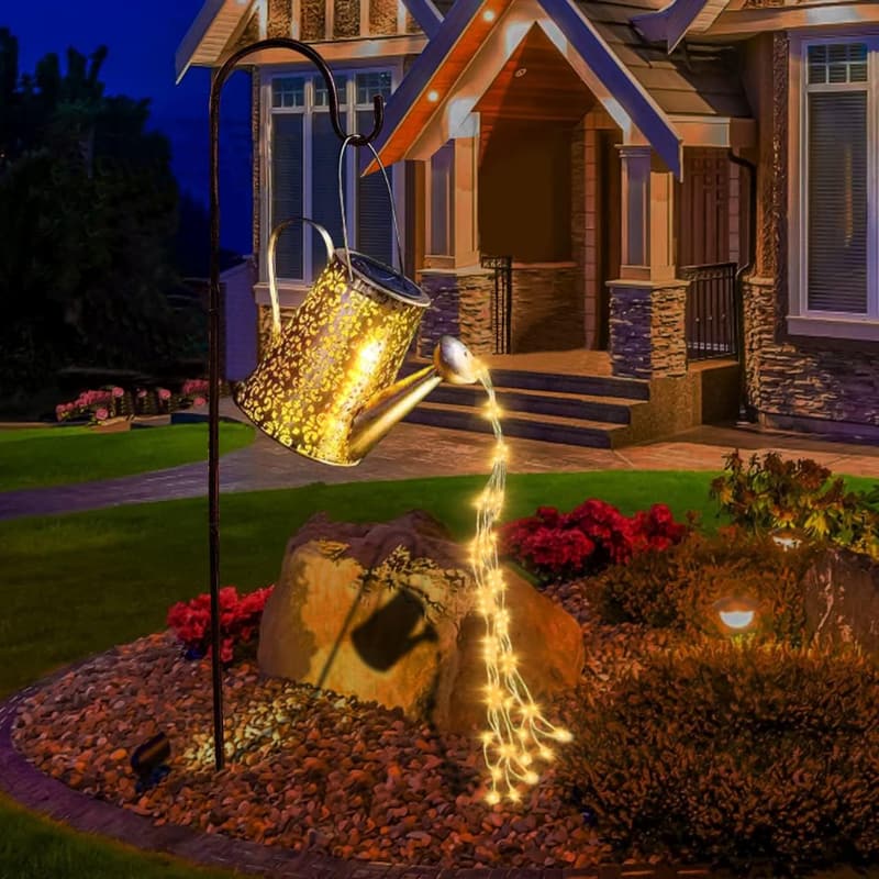 Solar-Gießkanne mit Lichterkette - LED Garten-Deko für Außenbereich