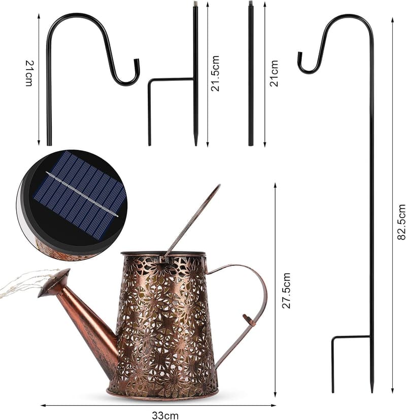 Moderne Solar-Gießkanne mit LED-Lichtern für den Garten