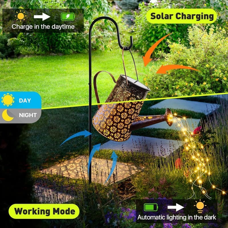 Solar Gießkanne mit LED Lichterkette für Gartenbeleuchtung