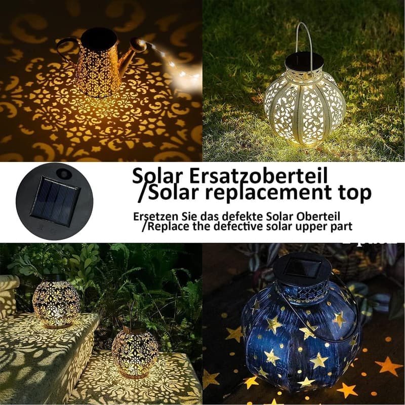 Solarleuchten Ersatztop für Gießkanne – 2 Stück, warmweiß/kaltweiß