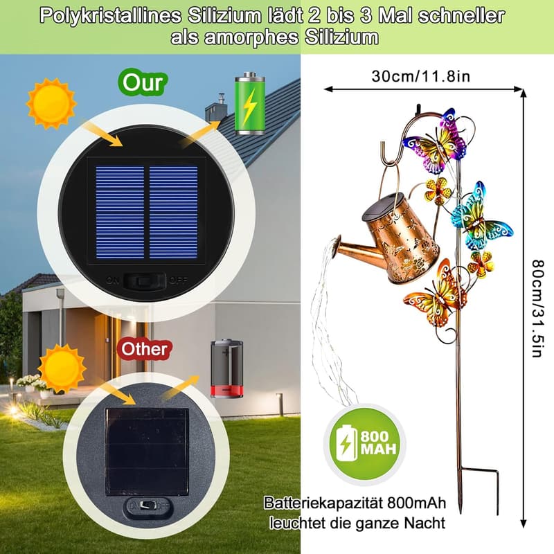 Solar Gießkanne Lampe für Garten – LED, wasserdicht, mit Ständer