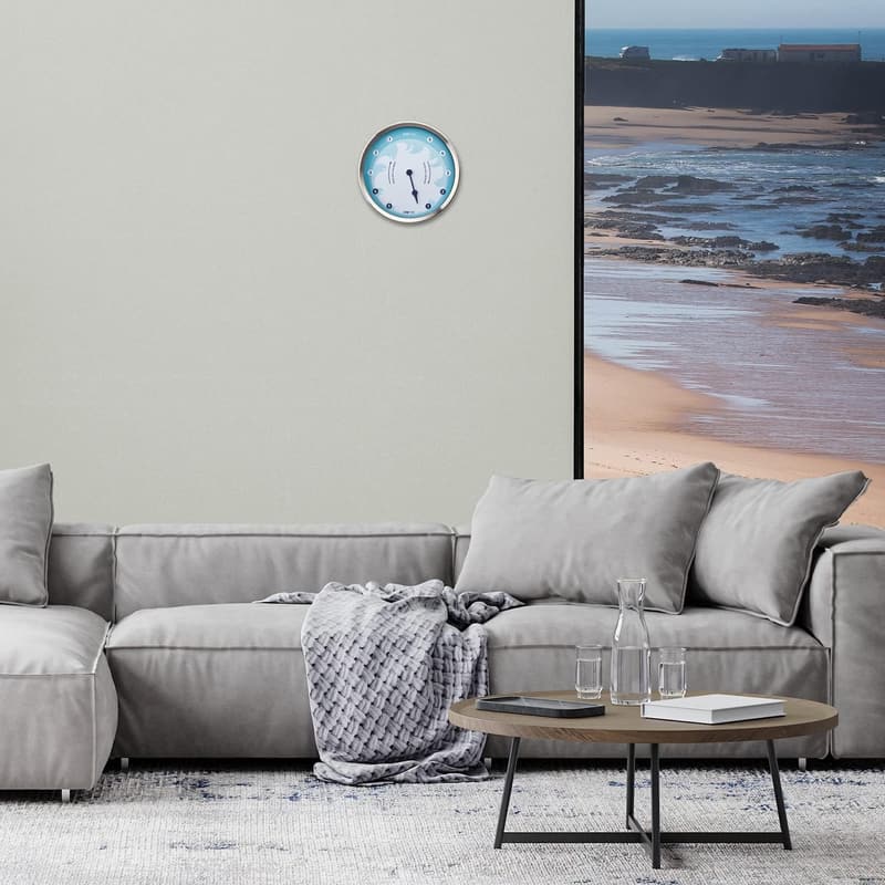 Maritime Gezeitenuhr aus Edelstahl im blauen Design, 22 cm