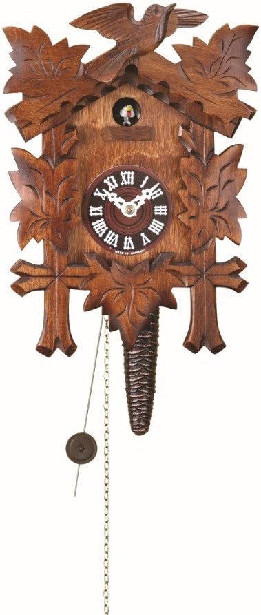 Trenkle Kuckucksuhr mit 1-Tag Werk und 5 Laub, Vogel TU 619 nu