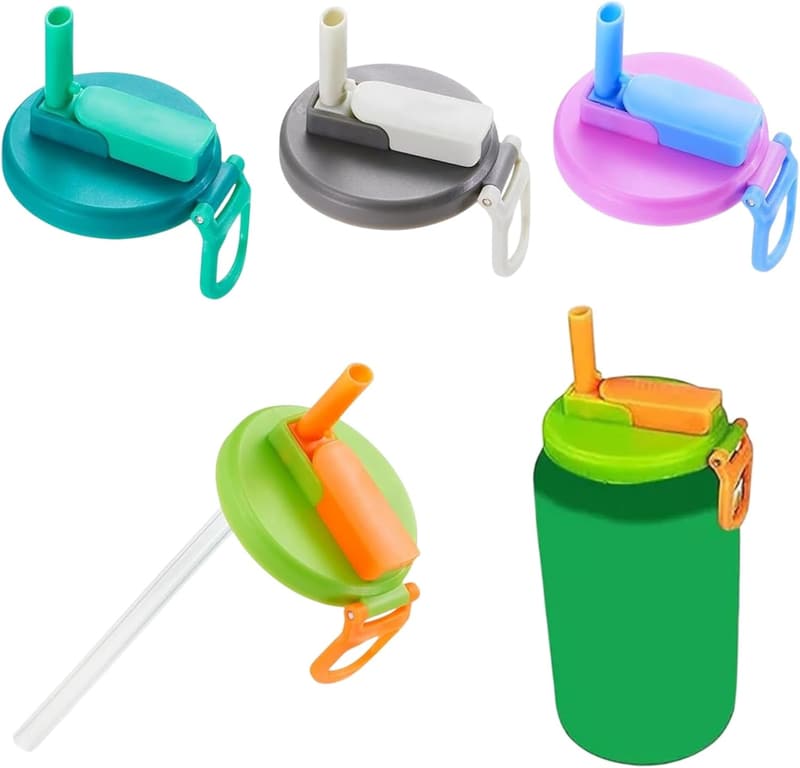 4er Set Silikon-Dosendeckel mit Strohhalm für Getränke