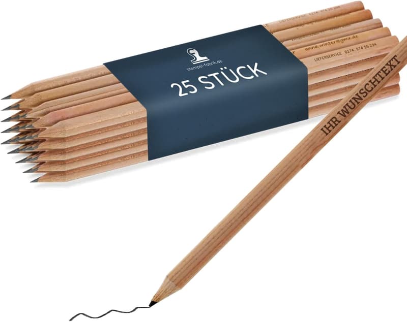 Personalisierte Holzbleistifte mit Wunschtext – 25er Set