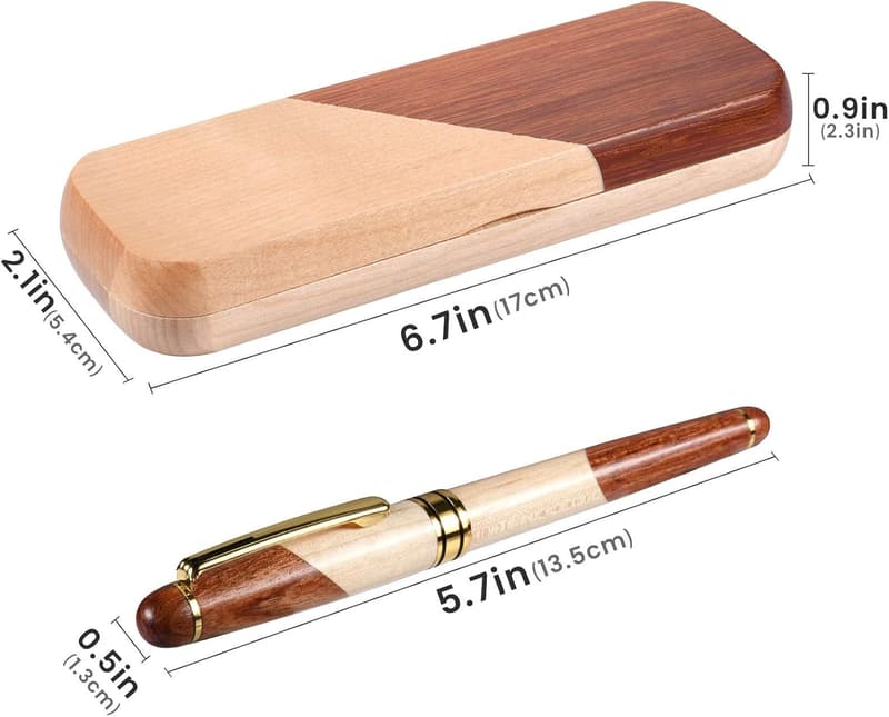 Personalisierter Holzkugelschreiber mit mittlerer Mine in Geschenkbox