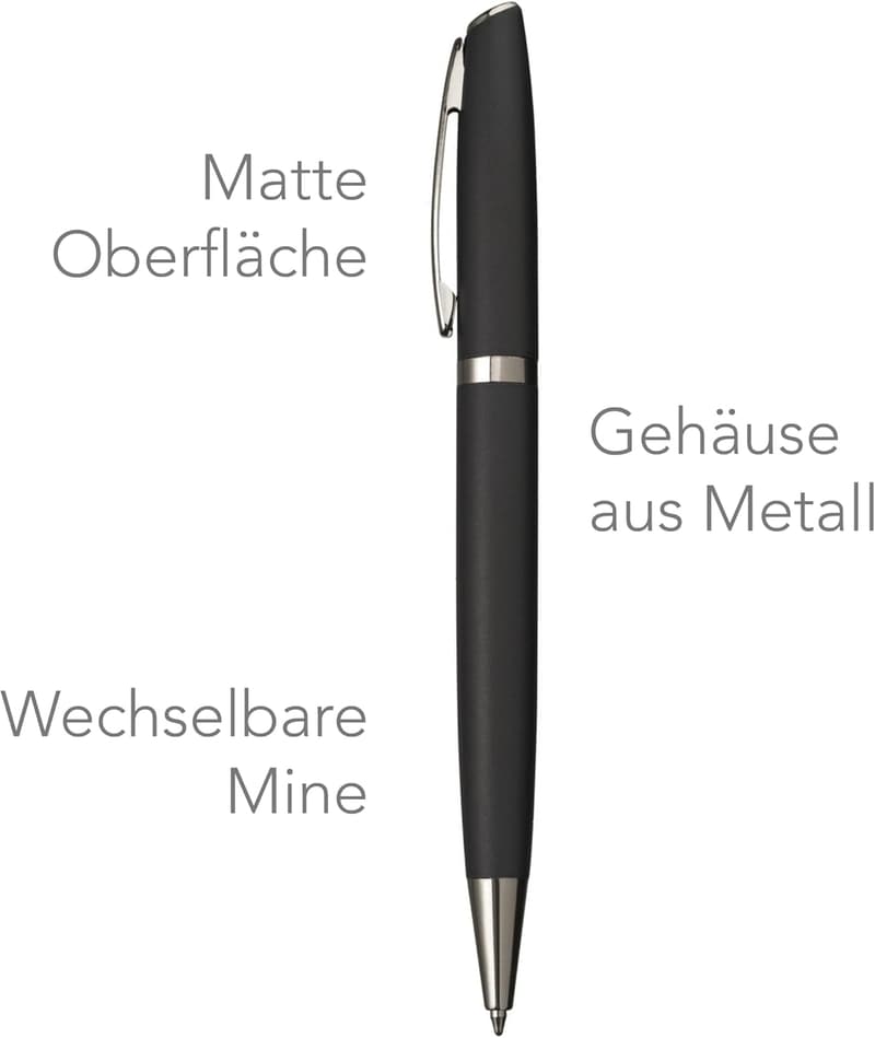 Glücksbringer Kugelschreiber mit Kleeblattgravur in Geschenk-Box