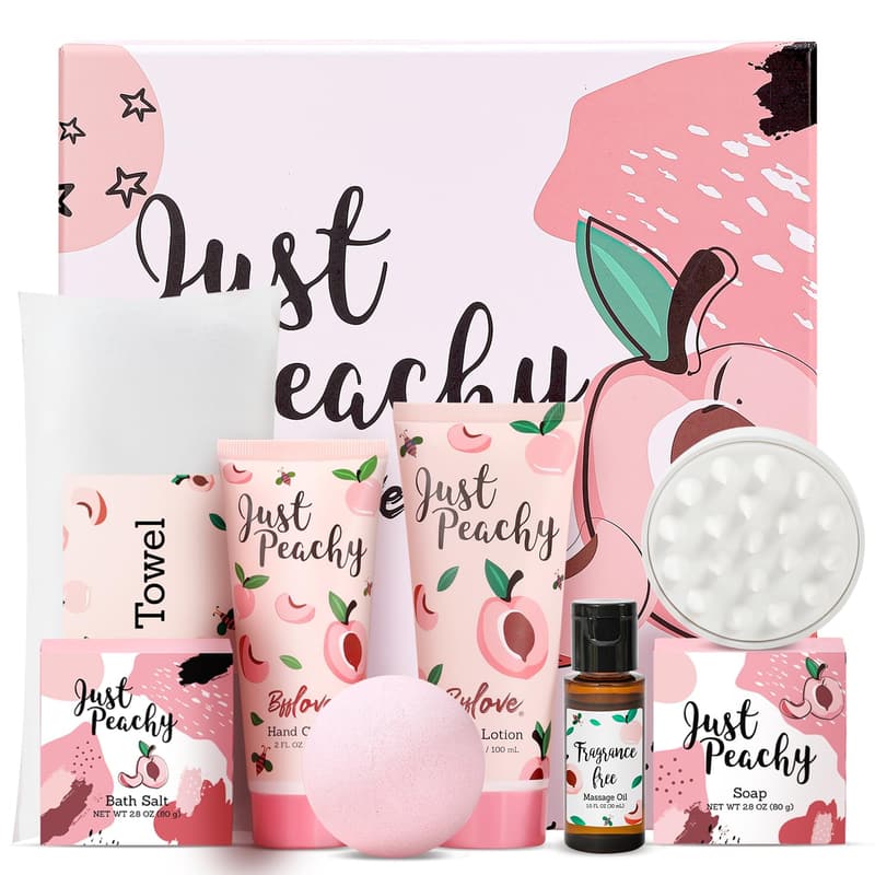 Pfirsich Spa Geschenkbox für Frauen - 8-teiliges Geburtstagsset