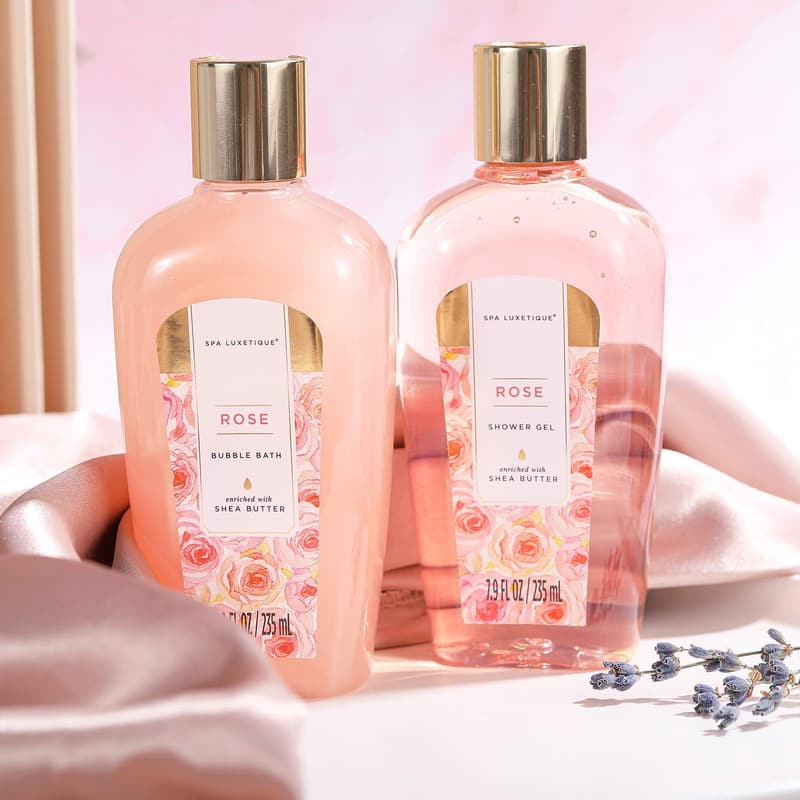 Rosenduft Wellness Set für Frauen – 8tlg. Bade Geschenkset