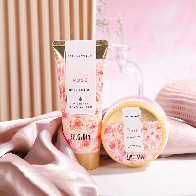 Rosenduft Wellness Set für Frauen – 8tlg. Bade Geschenkset