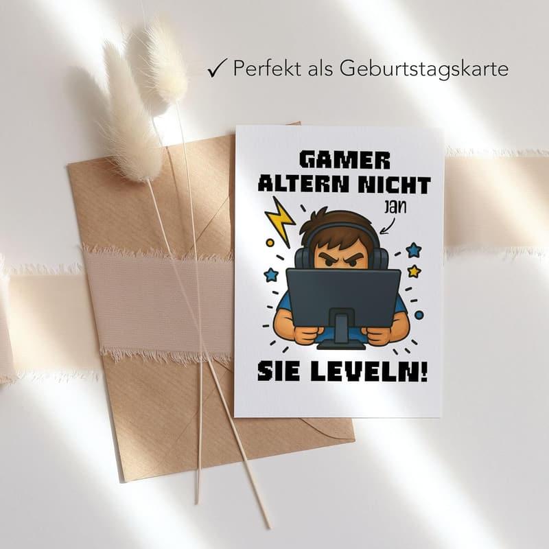 Personalisierte Gamer Geburtstagskarte – Lustiges Geschenk für Zocker