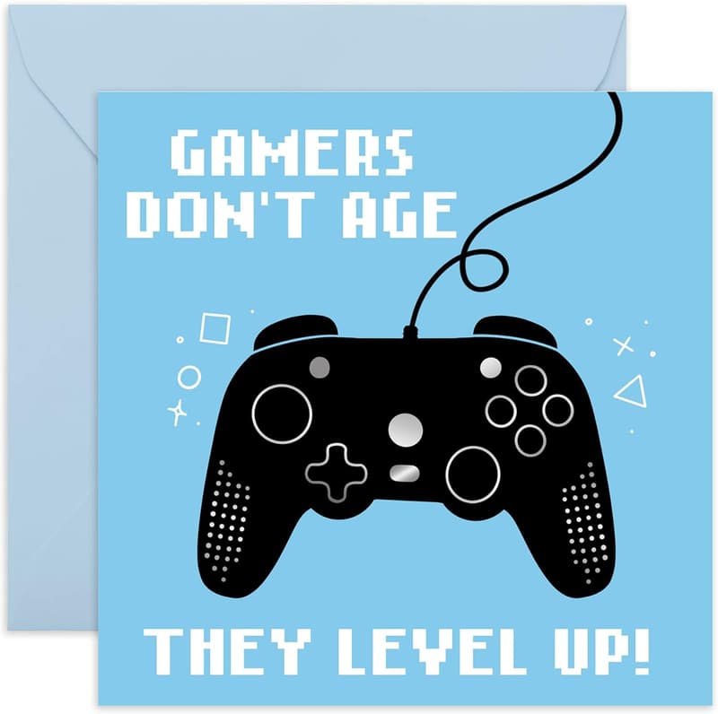 Lustige Geburtstagskarte für Gamer mit Aufklebern - 