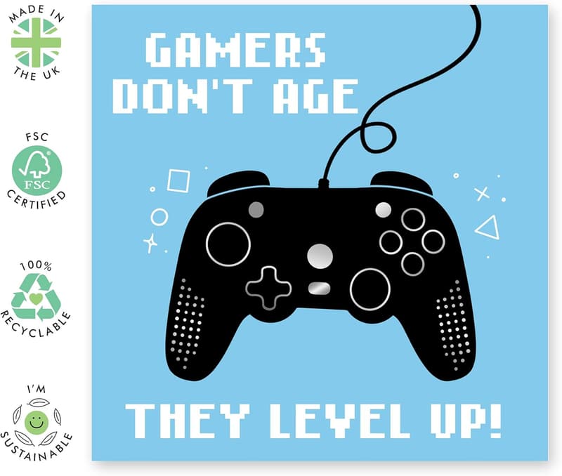 Lustige Geburtstagskarte für Gamer mit Aufklebern - 