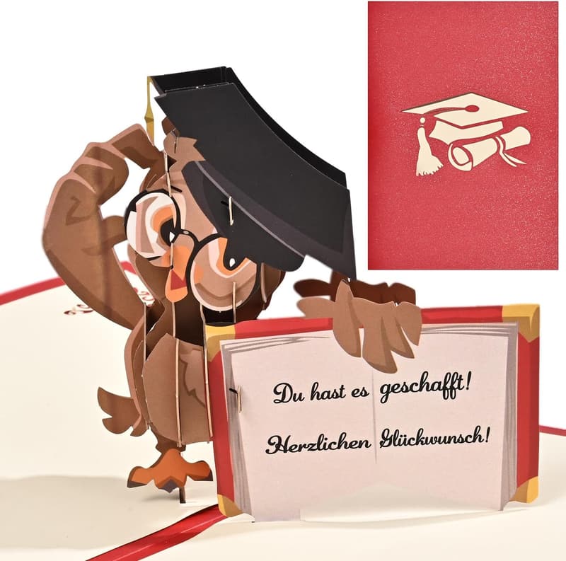 Karte zur bestanden Prüfung – 3D Pop-Up Geschenk für Abitur 2025