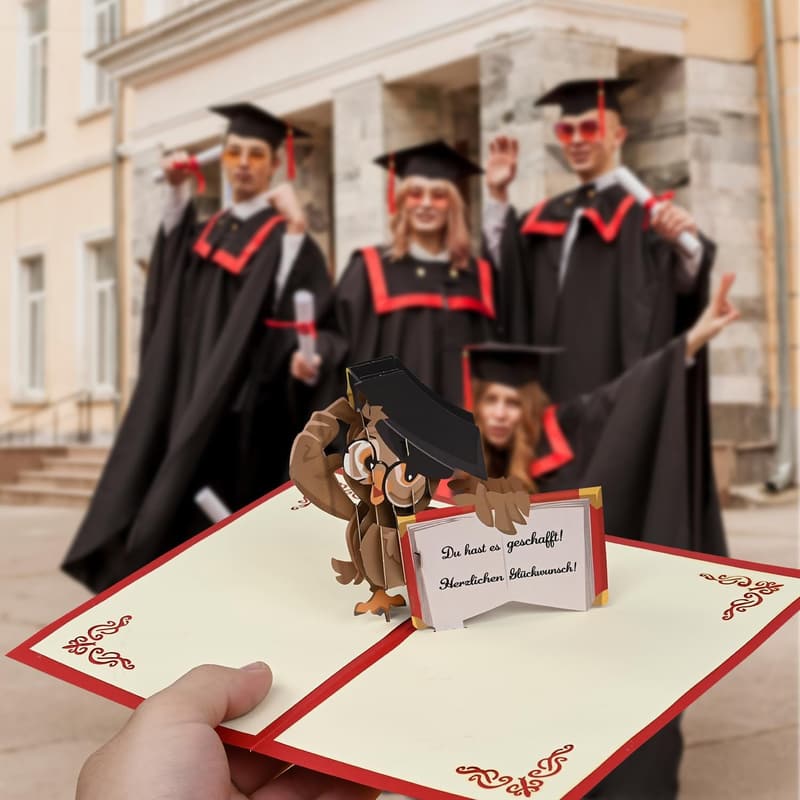 Karte zur bestanden Prüfung – 3D Pop-Up Geschenk für Abitur 2025