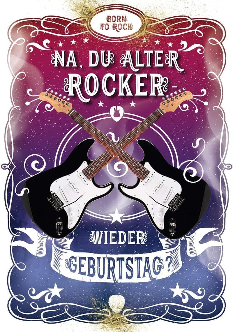 Gitarre Geburtstagskarte XL zum Selberspielen – Smoke on the Water, DIN A4 mit Umschlag