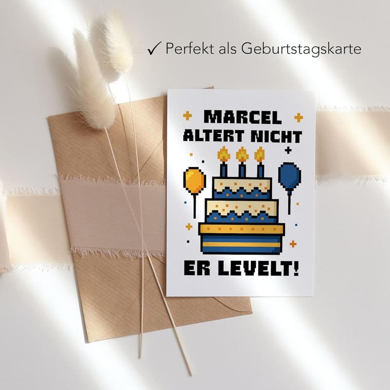 Personalisierte Geburtstagskarte für Gamer – Lustiges Design für Zocker