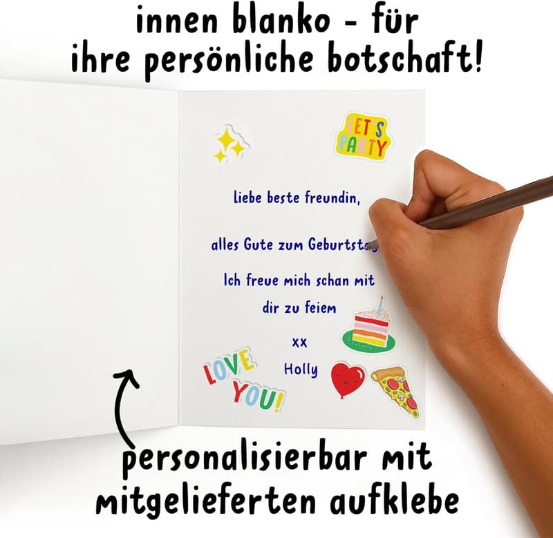 Gamer Geburtstagskarte „Wir leveln up“ – für Männer, blau, mit Aufkleber