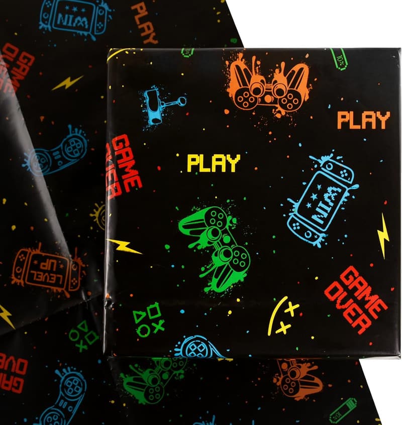 Spiele Geschenkpapier 50x70cm für Kindergeburtstag und Partys