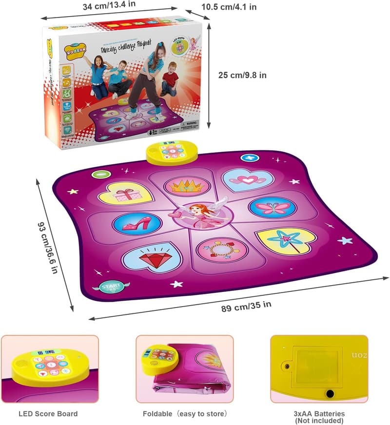 Musikmatte mit LED für Kinder, 3-8 Jahre, Spielzeug zu Weihnachten/Birthday