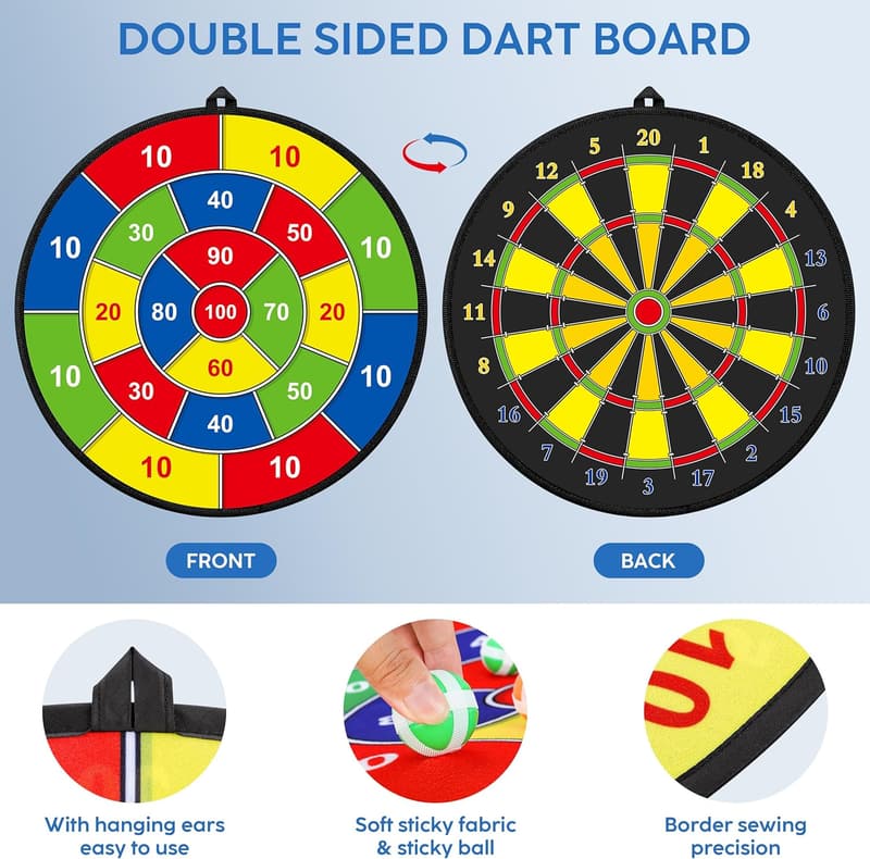 Doppelseitige Dartscheibe für Kinder mit 12 Kle balls - ideal als Geburtstagsgeschenk für 3-12-Jährige