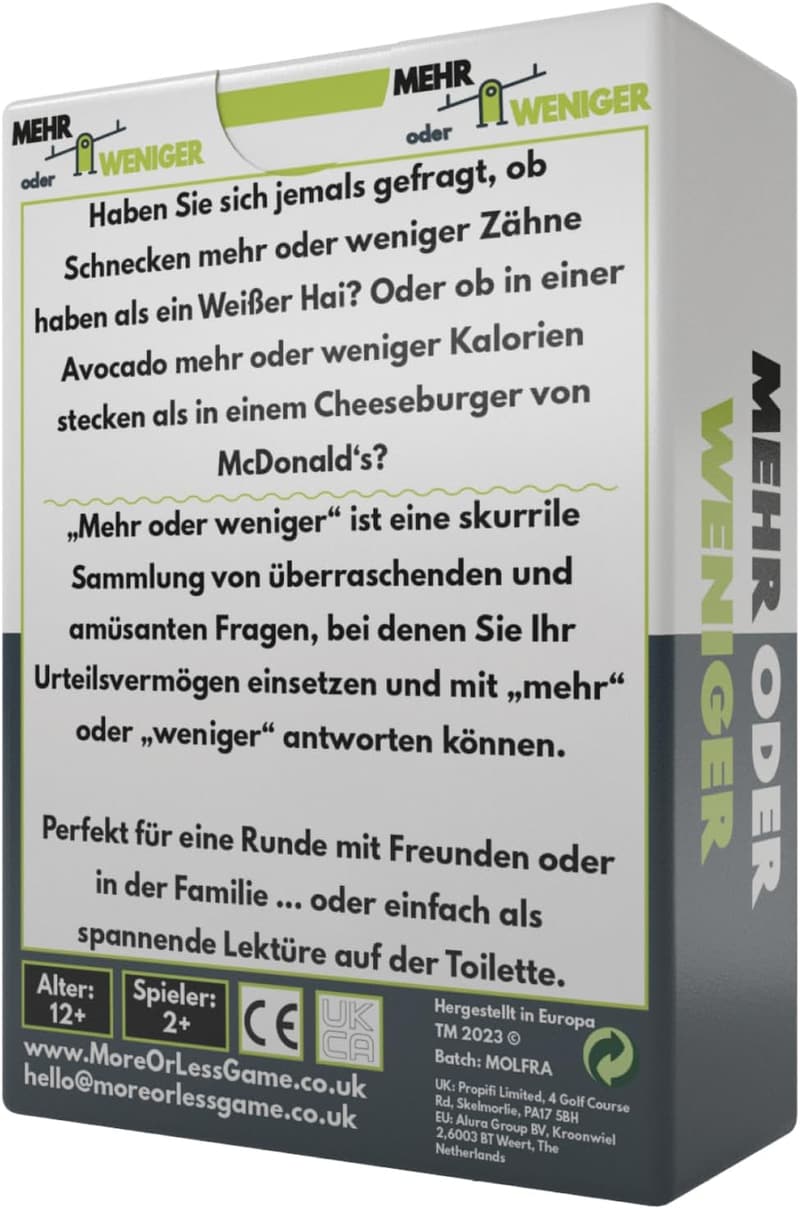 Mehr oder weniger Kartenspiel | Urteilsvermögen für 2+ Spieler