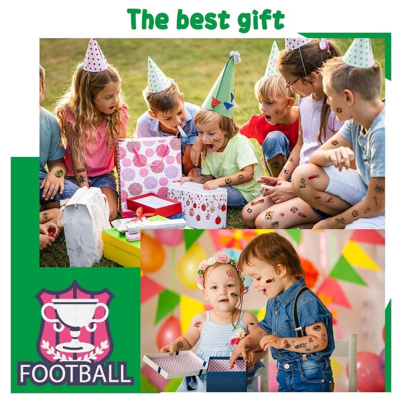 Leuchttattoos für Kinder - Fußball-Tattoos, 10 Blätter, Geschenk für Jungen