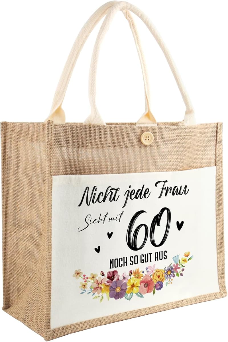 Jutetasche zum 60. Geburtstag für Frauen - Geschenk für Mama und Oma