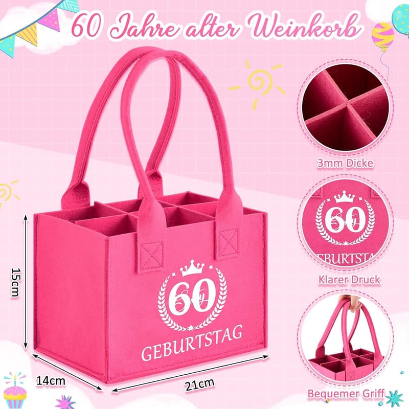 Prosecco-Handtasche für Damen zum 60. Geburtstag mit Socken