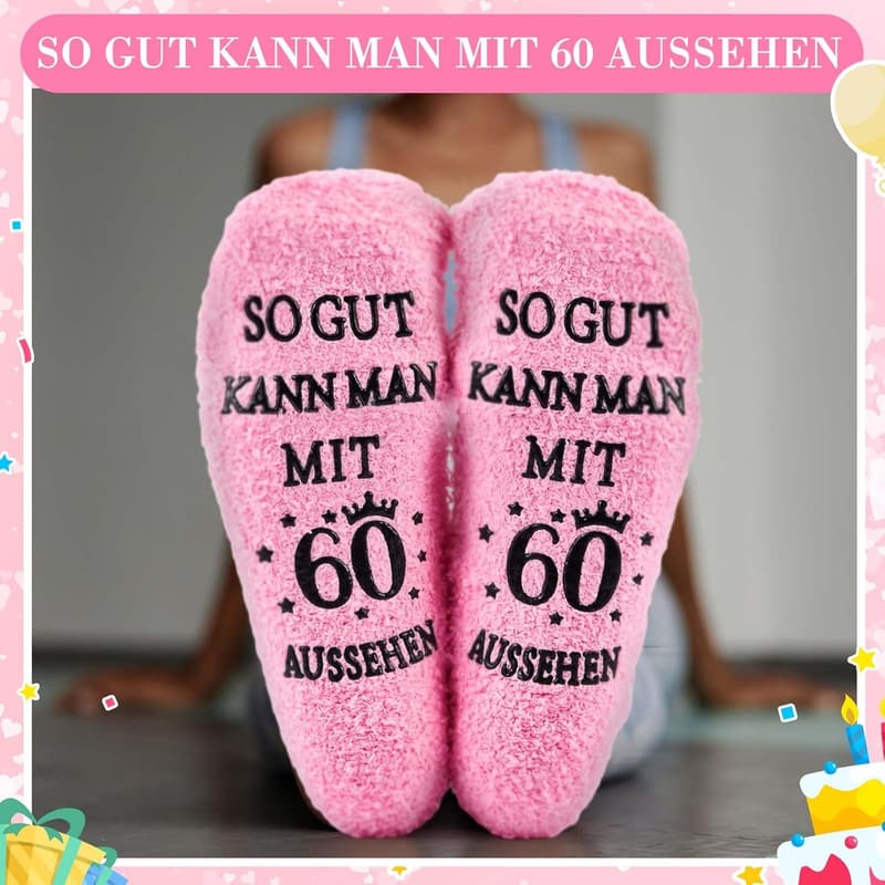Lustiges 40. Geburtstag Geschenkset für Frauen: Graviertes Rosé-Weinglas & Socken
