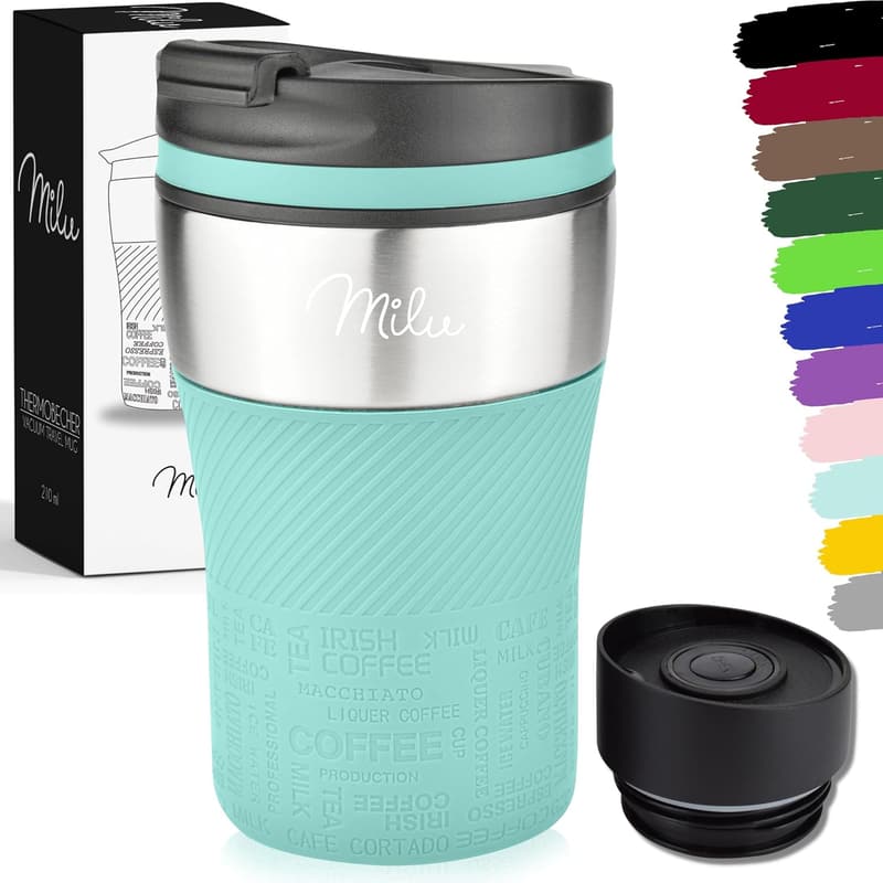 Isolierbecher für Kaffee to go – 210ml, 100% auslaufsicher, Edelstahl