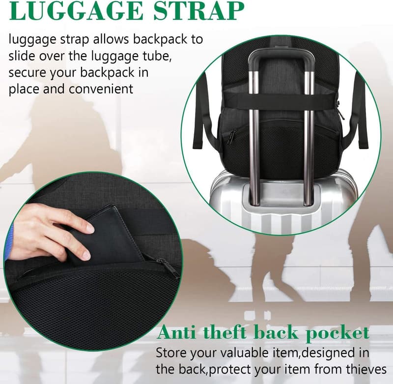 MATEIN Wasserabweisender Business Laptop Rucksack 15,6 Zoll mit USB-Anschluss