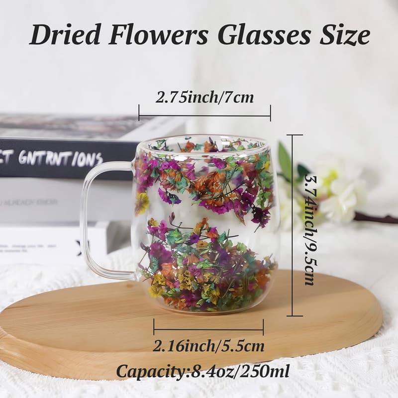 Getrocknete Blumen Latte Macchiato Gläser mit Griff, 250ml