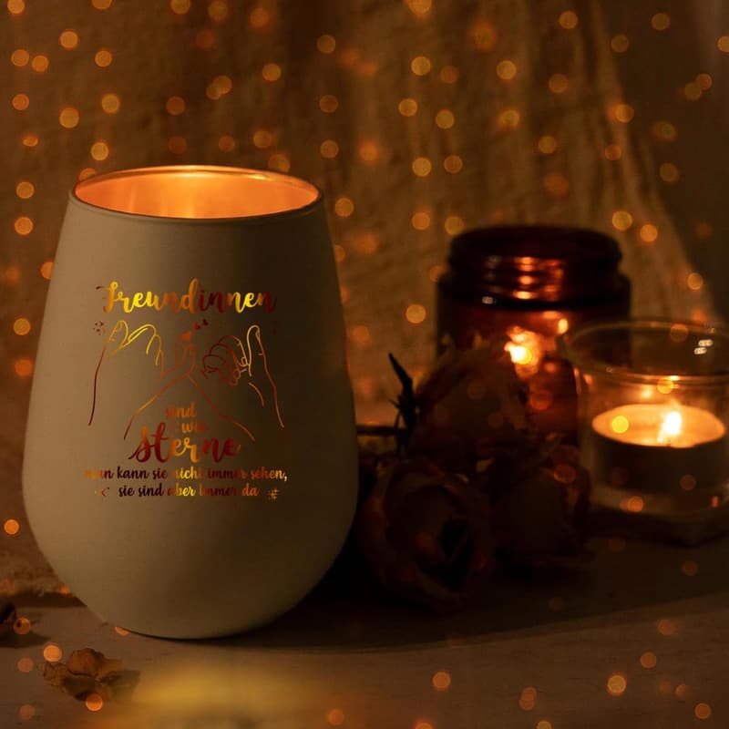Windlicht aus Glas – Geschenk für die beste Freundin zum Geburtstag