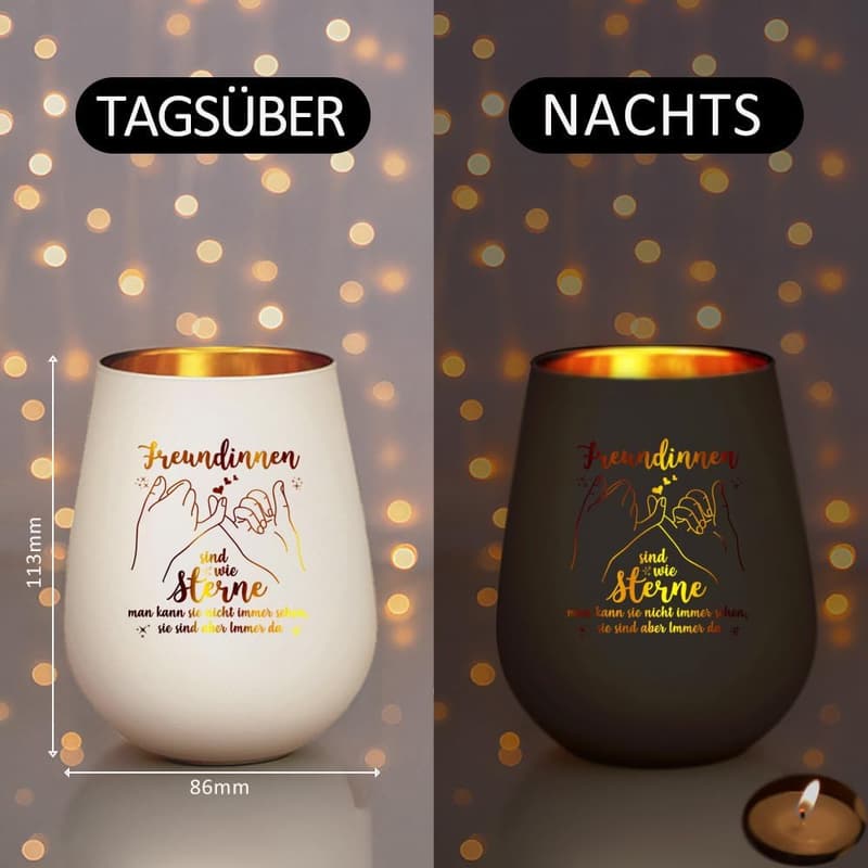 Windlicht aus Glas – Geschenk für die beste Freundin zum Geburtstag