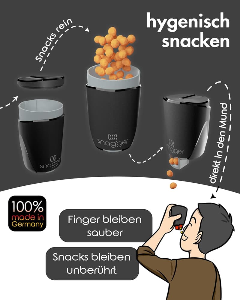 Snackspender Doppelpack - Saubere Hände beim Snacken, Black Edition