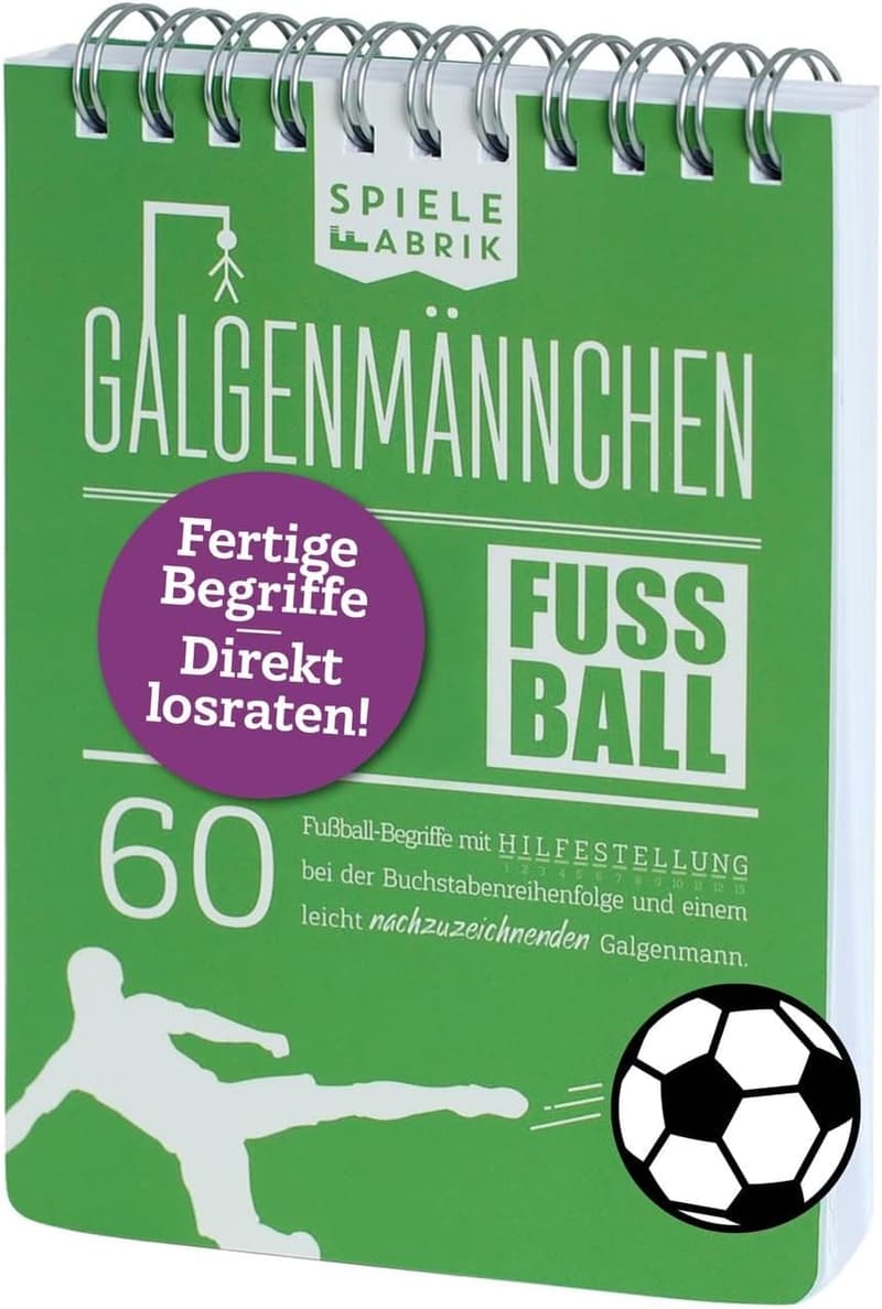 Fußballfan Galgenmännchen – Partyspiel für Jungs im A6-Format