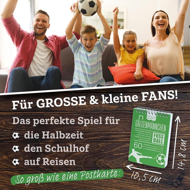 Fußballfan Galgenmännchen – Partyspiel für Jungs im A6-Format