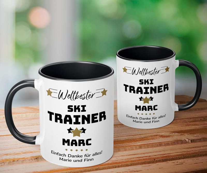 Personalisierte Keramiktasse „Weltbester Trainer“ für Sportler