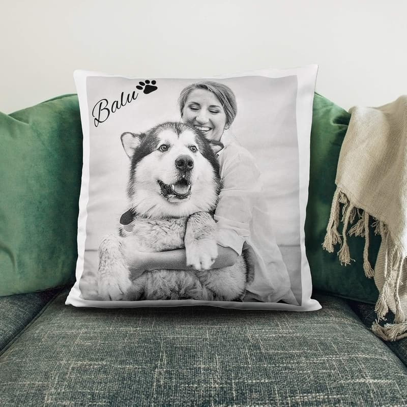 Personalisierte Kissen für Paare, 40x40 cm, Leinenhaptik, Gletscherblau