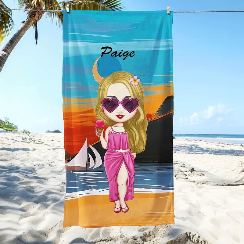 Personalisierbares Strandtuch mit Namen für beste Freunde, 60 x 180 cm