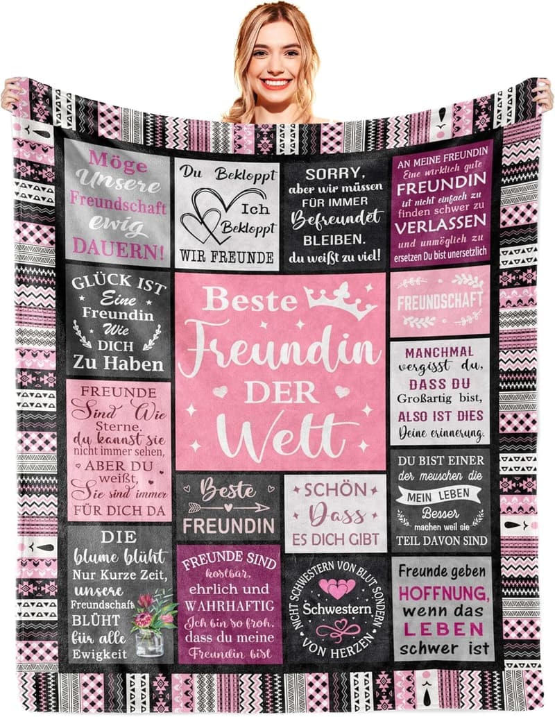 Geschenkidee für beste Freundin: Decke 150x130cm zum Geburtstag
