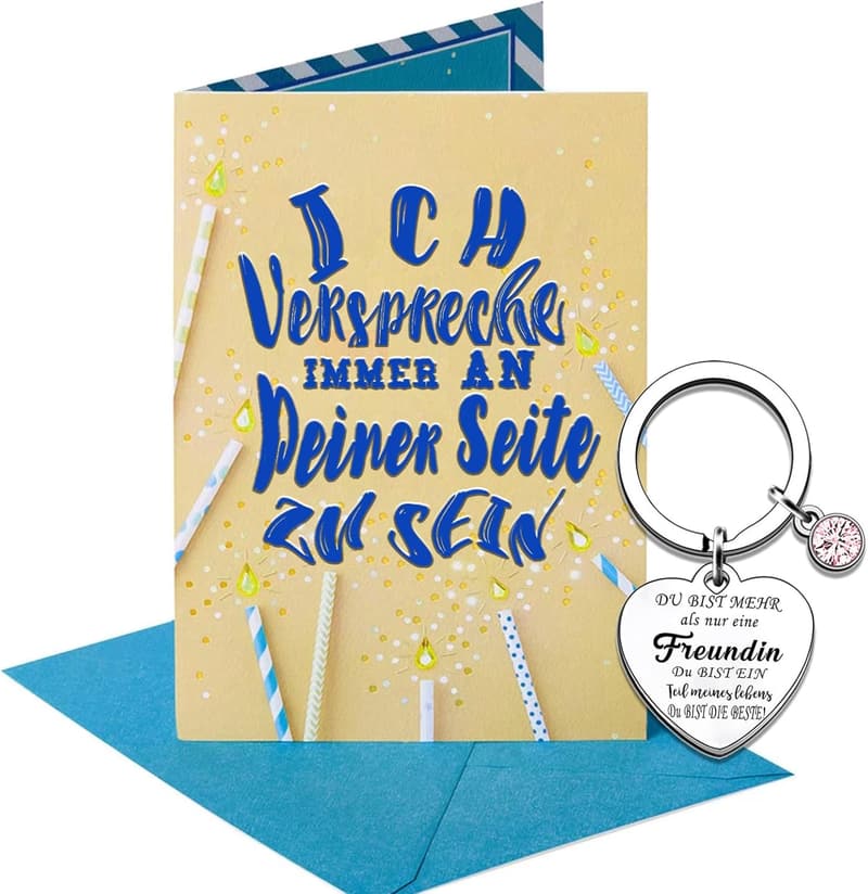 Geschenkideen für beste Freundinnen: Schlüsselanhänger und Grußkarte