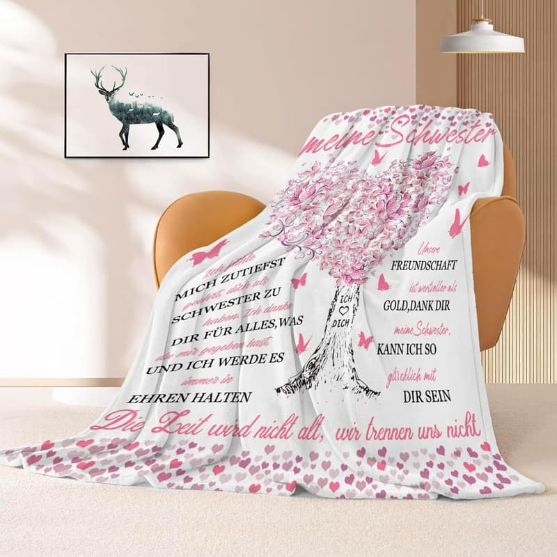 Personalisierte Decke 150x130 cm für Schwestern