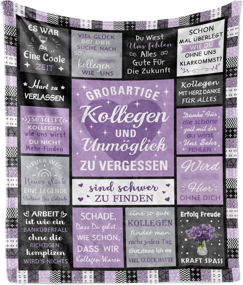 Abschiedsgeschenk für Kollegen – Dankesdecke 150×130 cm