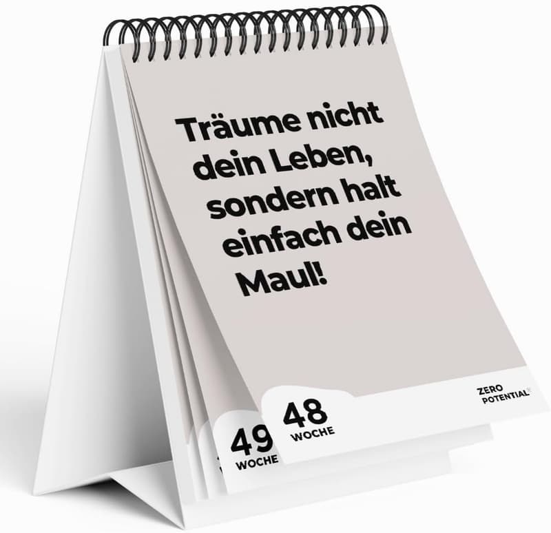 Witziger Tischkalender mit 52 demotivierendenden Sprüchen für Kollegen