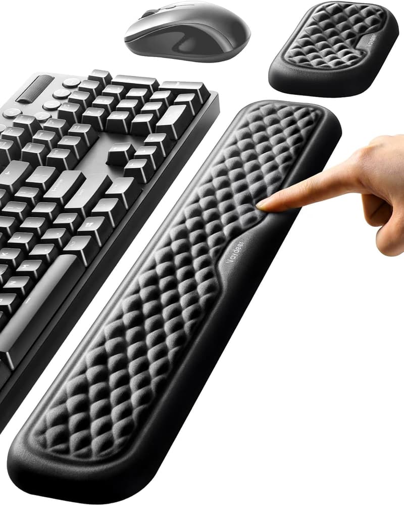 Ergonomisches Handgelenkstützen-Set aus Memory-Foam für Büro und Gaming - Schwarz.